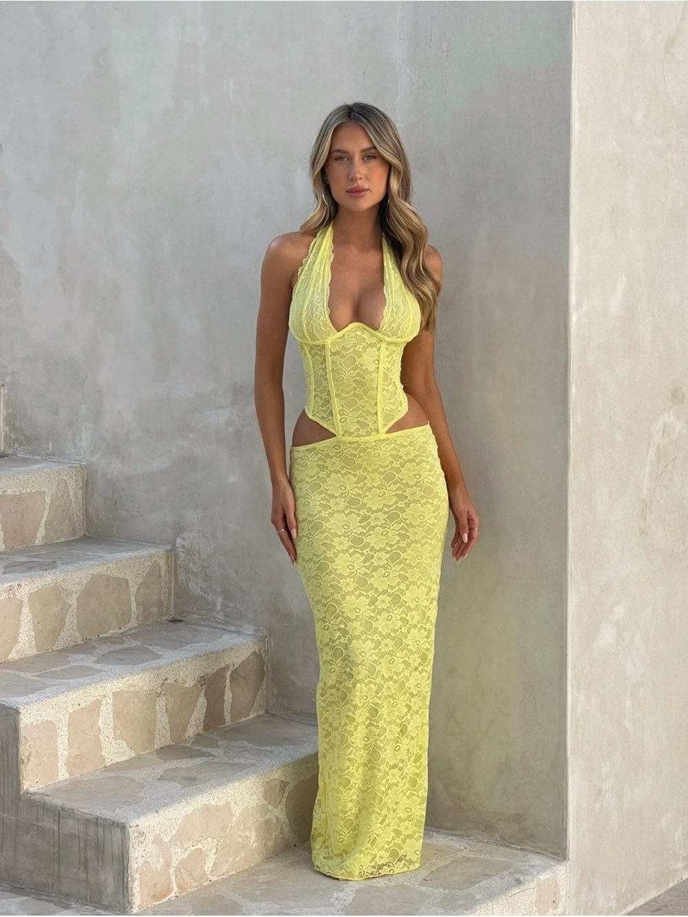 Outcast Clothing-VIDA MAXI DRESS YELLOW